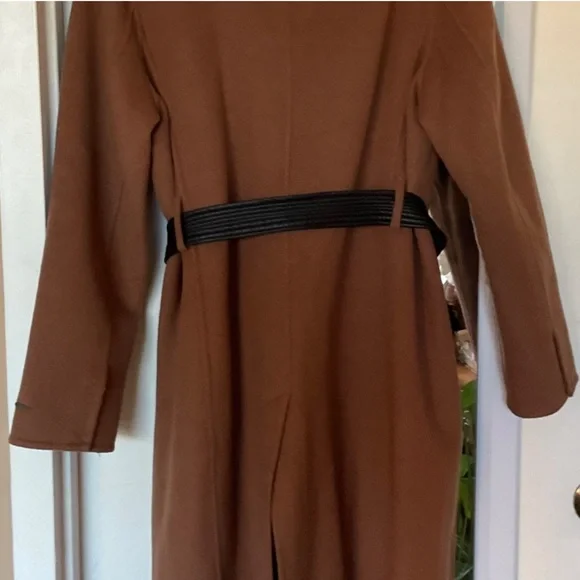 Tahari Camel Trench Coat with Black Accents - Picture 9 of 9